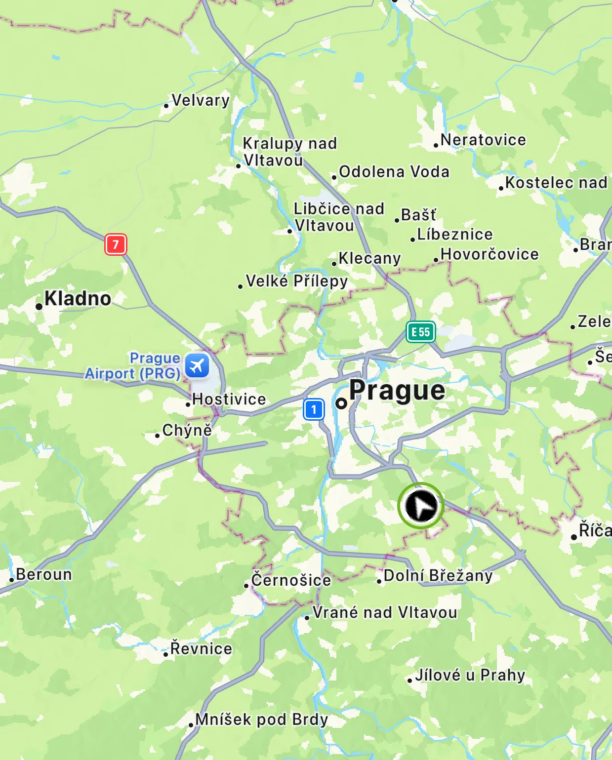 Live truck tracking in Prague showing GPS delivery route for Elite Moving